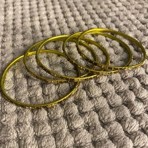 Set of Bangles (5) - Green/Gold